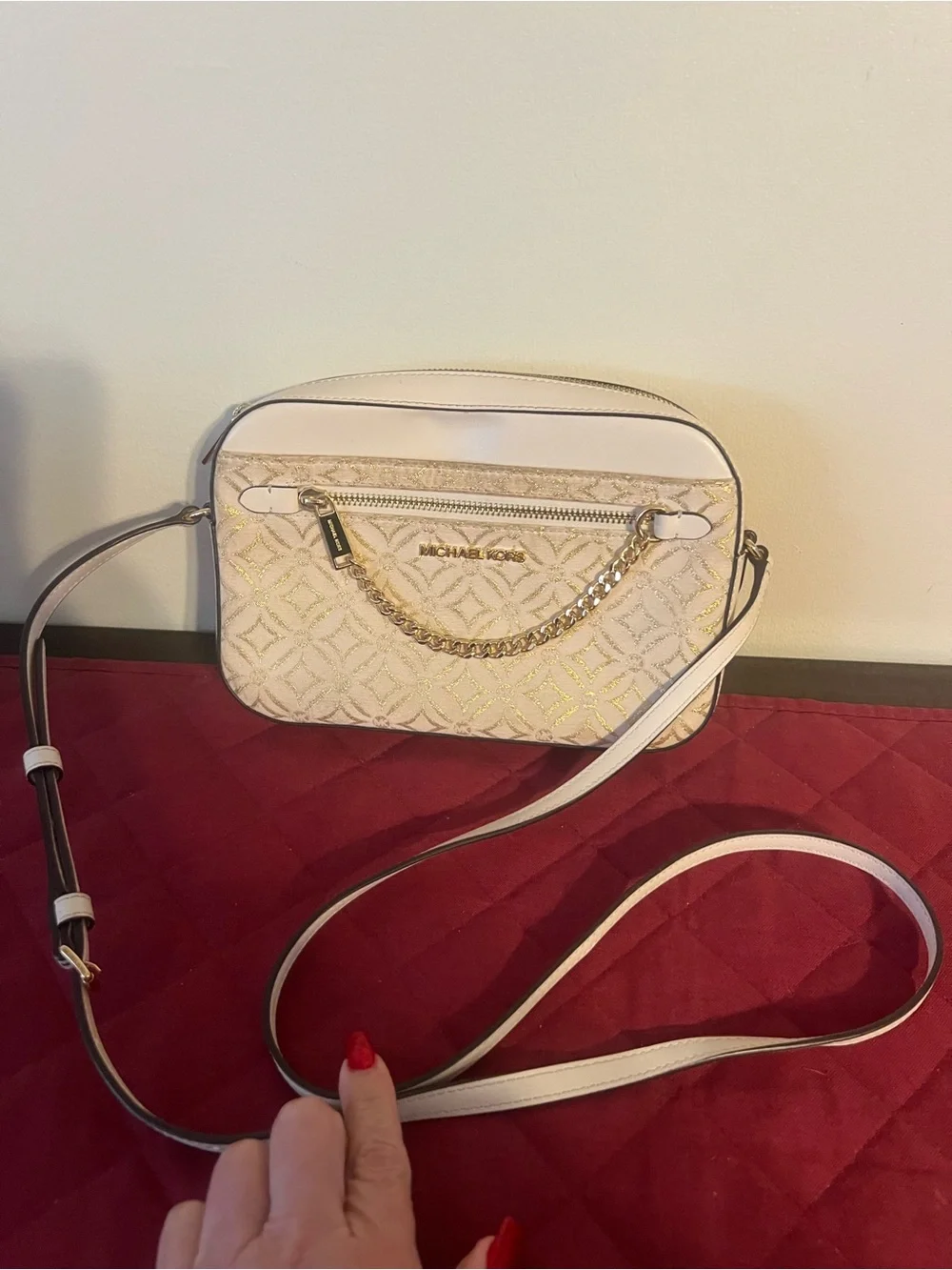 Michael Kors Cream and Gold Signature Crossbody Bag